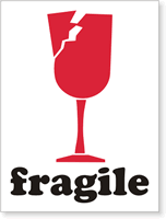 Fragile Cracked Wine Glass Label