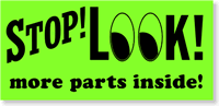 Stop Look More Parts Inside Label