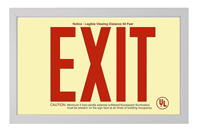 Red EXIT sign in Brushed Aluminum Frame