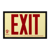 Photoluminescent  Framed Red Acrylic Exit Sign