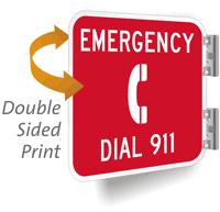 Double Sided Emergency Dial 911 Sign
