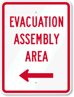 Evacuation Assembly Area Left Arrow Sign