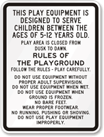 Playground Equipment Ages 5-12 Sign