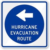 Hurricane Evacuation Route Arrow Sign