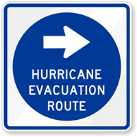 Hurricane Evacuation Route (Right Arrow) Sign