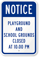 Notice Playground Sign