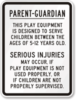 Serious Injuries Supervision Playground Sign