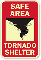 Safe Area Tornado Shelter Glow Sign