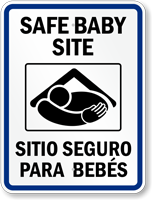 Bilingual Safe Baby Site Sign With Graphic