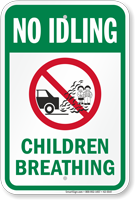 Children Breathing No Idling Sign