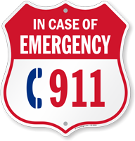 Emergency 911 Phone Shield Sign