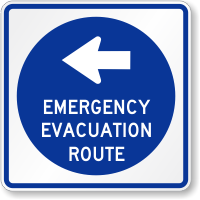 Emergency Evacuation Route Sign With Left Arrow Symbol