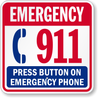 Emergency 911 Press Button On Emergency Phone Sign