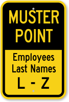 Muster Point Employees Name L-Z Sign