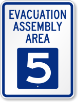 Evacuation Assembly Area 5 Emergency Sign