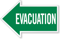 Evacuation, Left Die-Cut Directional Sign