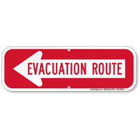 Evacuation Route Left Arrow Sign