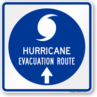 Hurricane Evacuation Route Ahead Arrow Sign