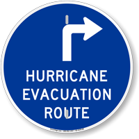 Hurricane Evacuation Route Upper Right Arrow Sign
