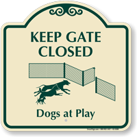 Keep Gate Closed Dogs At Play Sign