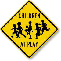Children Playing with Ball Sign