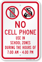 No Cell Phone In School Zone Sign