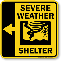 Severe Weather Shelter Left Arrow Sign