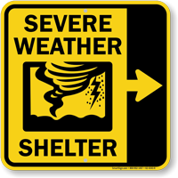 Severe Weather Shelter Right Arrow Sign