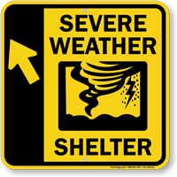 Severe Weather Shelter Upper Left Arrow Sign