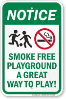 Smoke Free Playground A Great Way To Play Sign