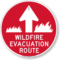 Wildfire Evacuation Route Ahead Arrow Sign