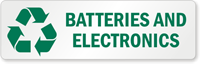 Batteries And Electronics Label with Recycle Graphic