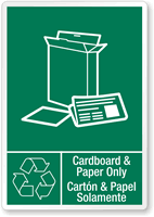 Cardboard & Paper, Carton & Papel Recycling Label