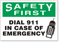 Safety First 911 Emergency Label