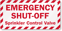 Emergency Shut-Off, Sprinkler Control Valve Label