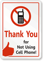 Thank You for Not Using Cell Phone Label