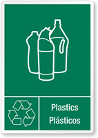 Plastics, Plasticos Bilingual Recycling Label
