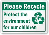 Please Recycle, Protect The Environment Label