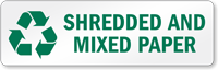 Shredder And Mixed Paper Recycling Label