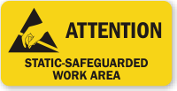 Attention Static Safeguarded Work Area Label