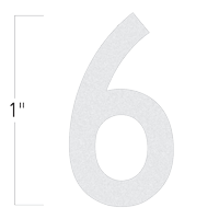 Die-Cut 1 Inch Tall Reflective Number 6 White