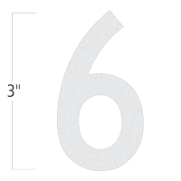 Die-Cut 3 Inch Tall Reflective Number 6 White