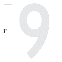 Die-Cut 3 Inch Tall Reflective Number 9 White