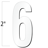 2 inch Die-Cut Magnetic Number - 6, White
