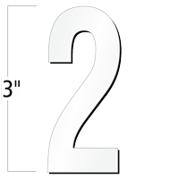 3 inch Die-Cut Magnetic Number - 2, White