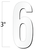 3 inch Die-Cut Magnetic Number - 6, White