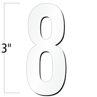 3 inch Die-Cut Magnetic Number - 8, White