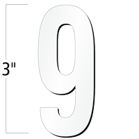 3 inch Die-Cut Magnetic Number - 9, White