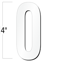4 inch Die-Cut Magnetic Number - 0, White