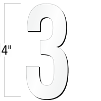 4 inch Die-Cut Magnetic Number - 3, White